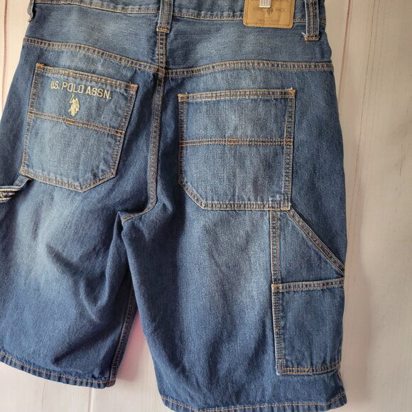 Vintage US Polo Assn Men’s Sz 36 Jean Shorts, Y2K Denim Baggy Carpenter Shorts - Picture 6 of 13